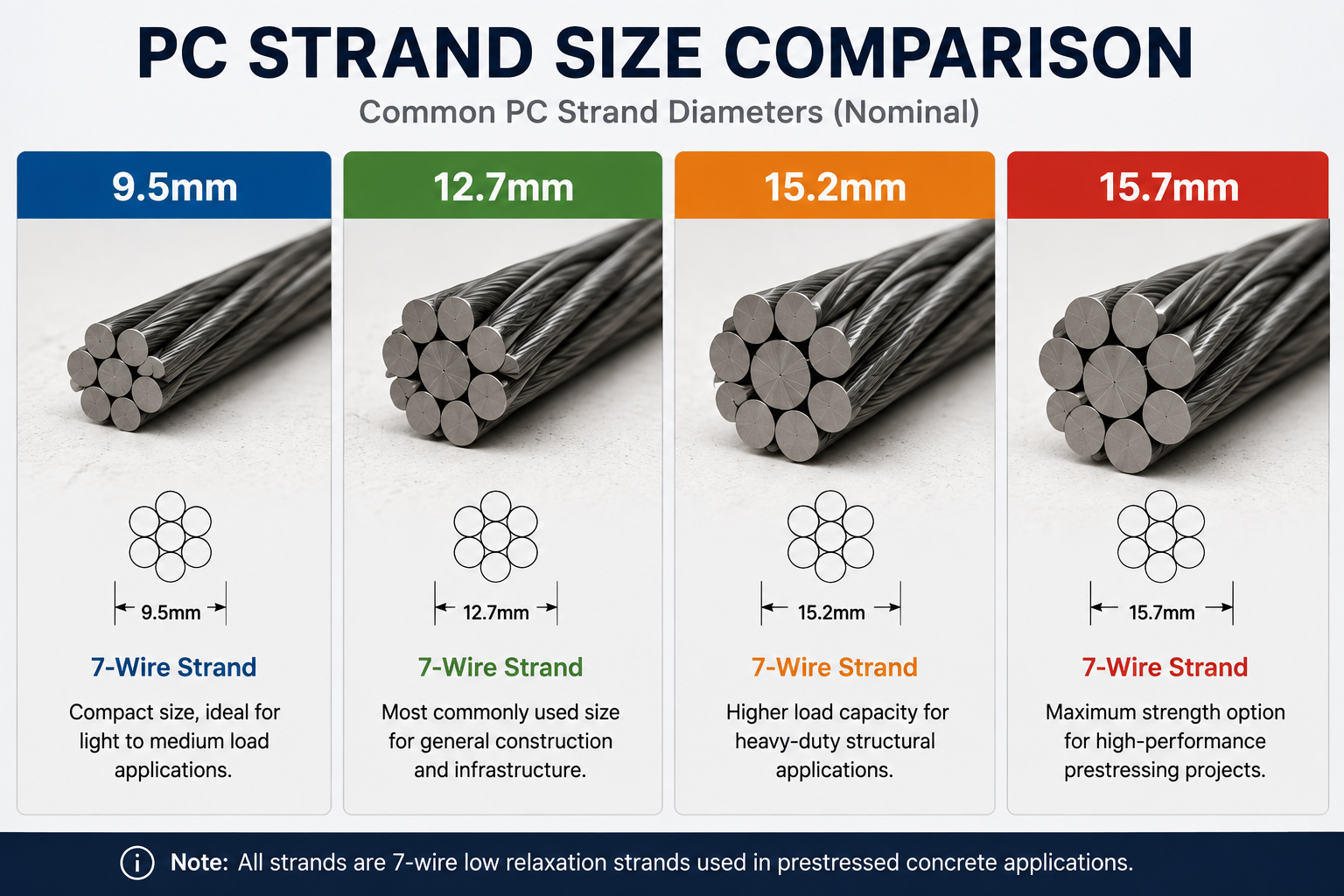 PC Strand Size Comparison