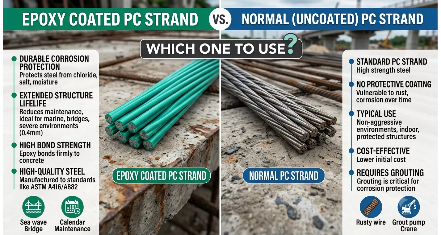 Epoxy Coated vs Normal PC Strand – Which One to Use?